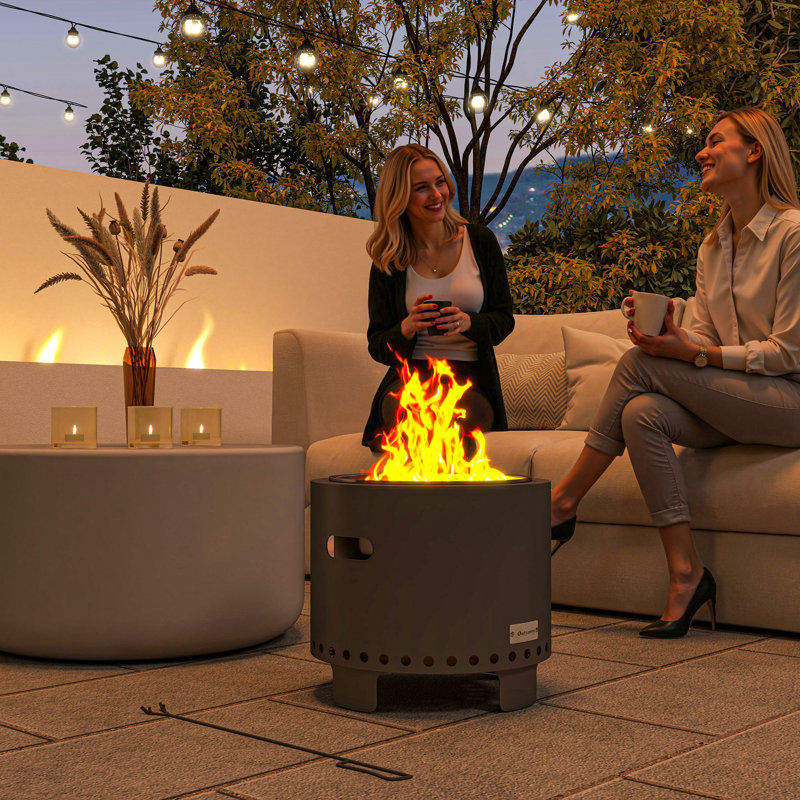 Round Steel Charcoal Smokeless Fire Pit