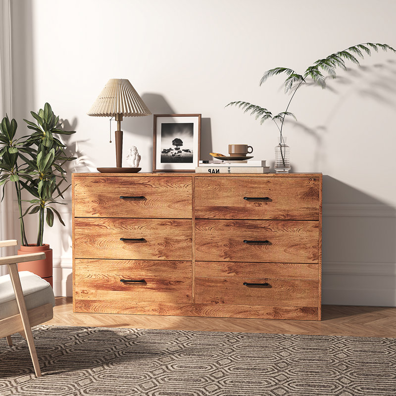 Commode 6 tiroirs Cherylène, Naturel