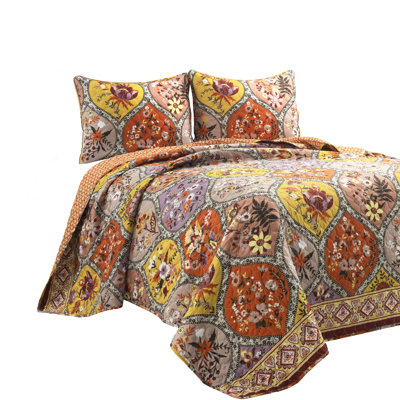 Ensemble de courtepointe en coton 3 pièces Tangerine