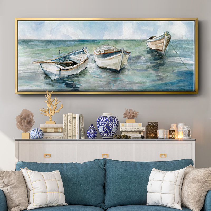 " Caught At Low Tide II ", 12" H x 30" W x 1.5" D, Gold