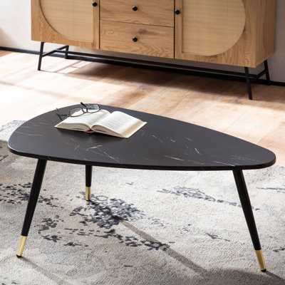 Coffee table marble look black 90 cm living room table sofa table