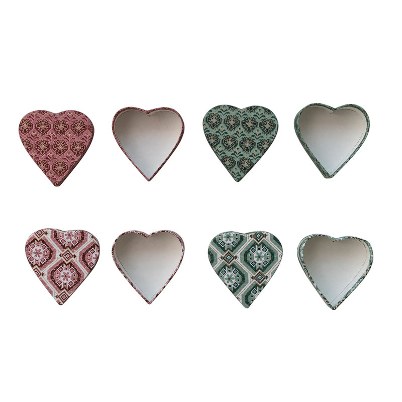 Block Printed Paper Heart Shaped Gift Box