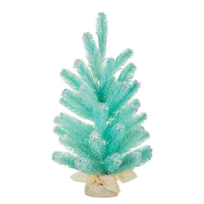 Frosted Sparkly Sky Plastic Concolor Fir Table Top Tree with Cement Base