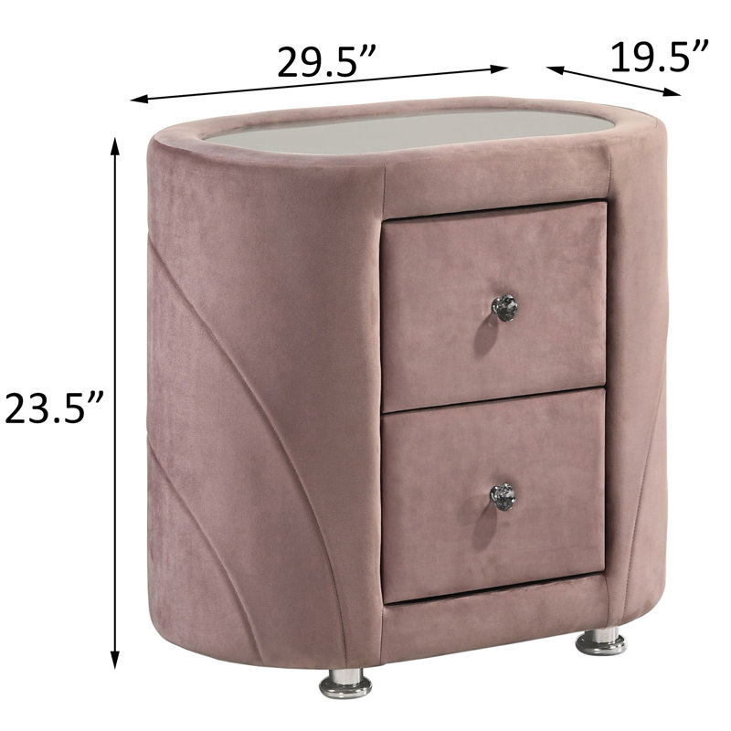 Armoire de chevet rembourrée rose moderne avec deux tiroirs pratiques et élégants