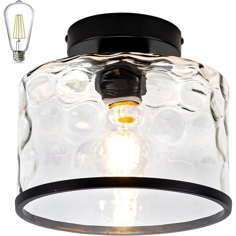 Xachery Semi Flush Mount, Black, Black