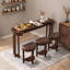 Ensemble de table de bar 3 personnes en bois massif rustique avec tabourets rembourrés, finition cerisier, conception peu encombrante pour les petites cuisines