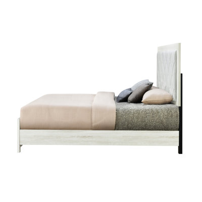 Très grand lit oriental en lin beige, rembourré avec rembourrage tendance et élégant, 4 lattes de soutien, 8 pieds, sommier tapissier nécessaire, tissu en peuplier avec revêtement de tête de lit, poids de 660 lb