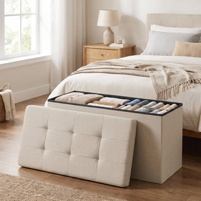 30.5"W Folding Storage Ottoman Bench