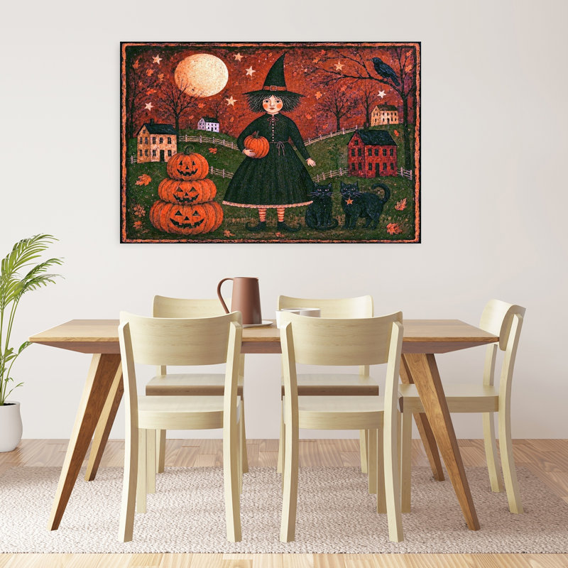 «Witches Night Out», reproduction abstraite d'oiseau, chat, paysage, nature, impression murale, H 32 po x l 48 po