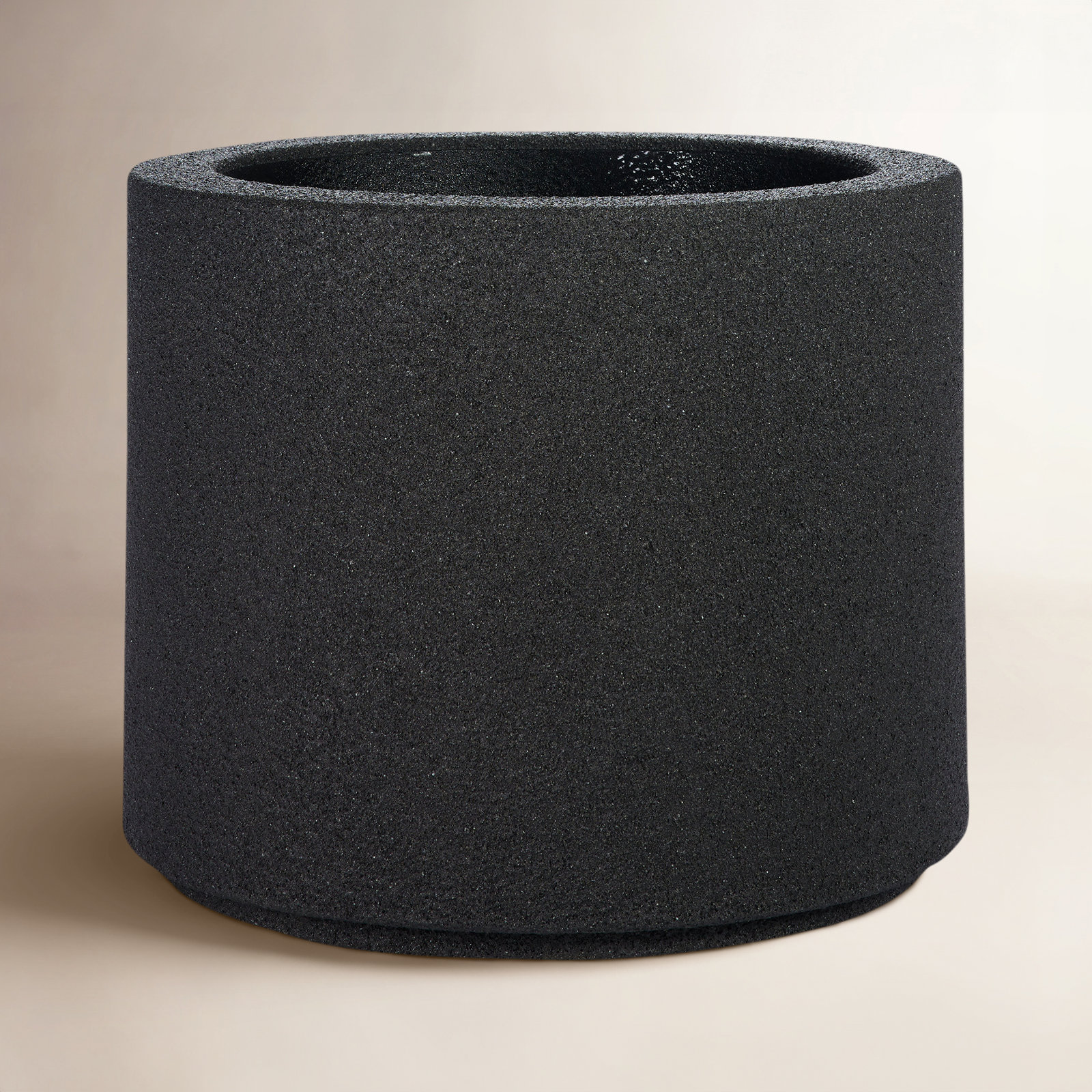 Gita Large Lightweight Outdoor 23" x 19" Round Planter Box, Black Granite