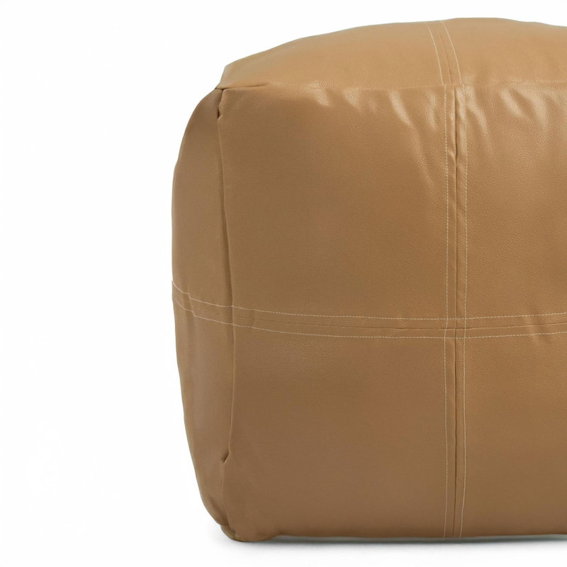 Pouf cubique 18 po en similicuir brun clair