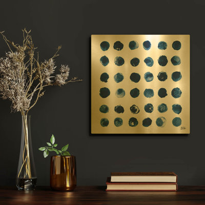 «Markmake Blue Sq 2» par Melissa Averinos, art mural en métal doré, 12 po x 12 po