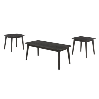 3 Piece Rectangular Coffee Table Set, Black