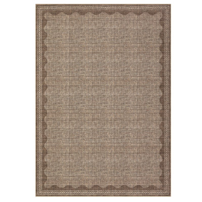 Scalloped Machine Washable Rug Modern Solid Floor Mats with Non-Slip Backing, Stain-Resistant Low Pile Accent Rug, Contemporary Indoor Carpet for Living Room, Bedroom, Office