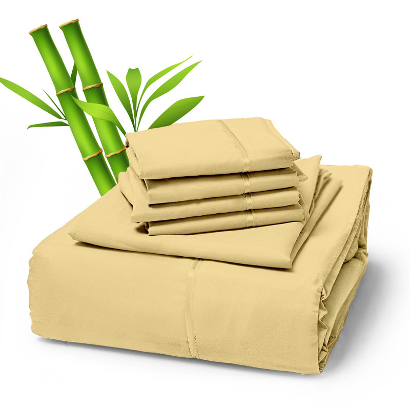 Premium Rayon From Bamboo Blend Sheet Set With Deep Pockets, Cooling and Breathable, Butter