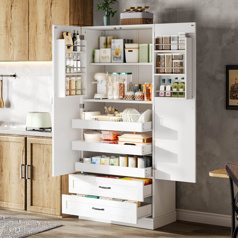 Tall Kitchen Cabinet With Shelves, White