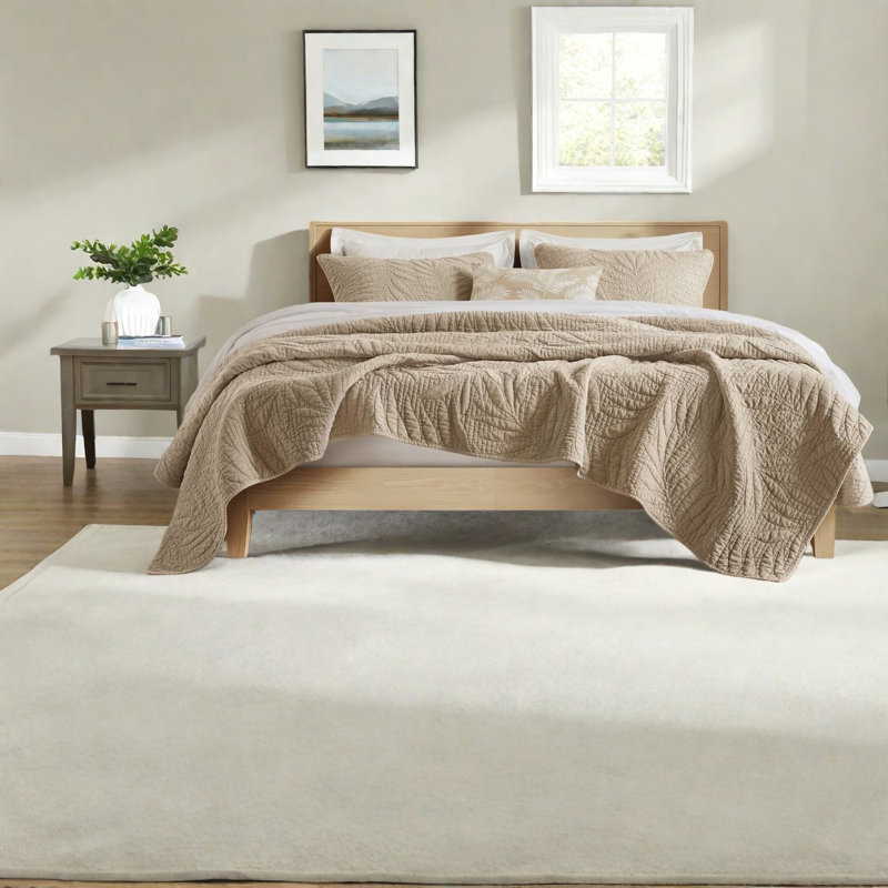 Breathable Cotton King Bedding Sets, Modern Botanical Quilt For Home