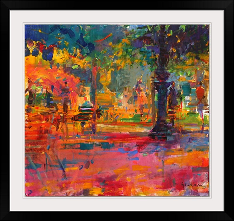 «Anjuman La Terrasse du Jardin» par Peter Graham, reproduction d'art, H 24 po x l 24 po x P 1 po, Cadre noir