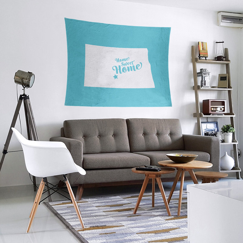 Tapisserie Home Sweet Bismarck, H 51 po x l 60 po, Bleu sarcelle