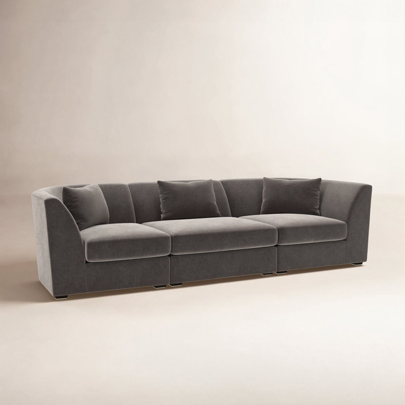 Krista 3-PC Curved Sofa, Andrew Espresso Performance Chenille
