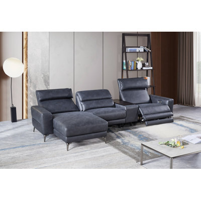 Kerrion 4 - Piece Vegan Leather Reclining Chaise Sectional -  Hokku Designs, B6EB4C6B1552454BB7052DB86BF1048C