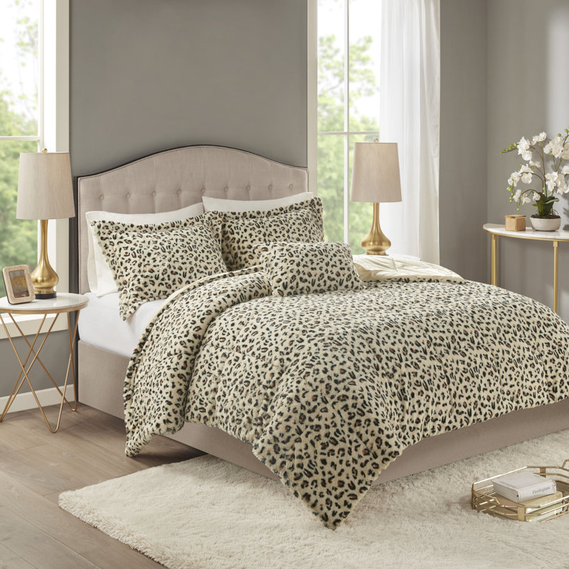 Sand Faux Fur Down Alternative Comforter Set, Full