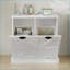 Armoire à lessive, deux compartiments inclinable avec sacs amovibles, blanc cassé | Panneau de fibres à densité moyenne | Salle de lavage