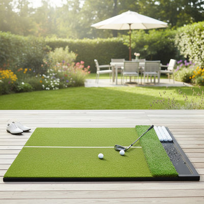 5X4ft 2-In-1 Dual-Turf Golf Hitting Mat – Rollable & Portable, Indoor/Outdoor Practice For Chipping Pad Simulator Mat