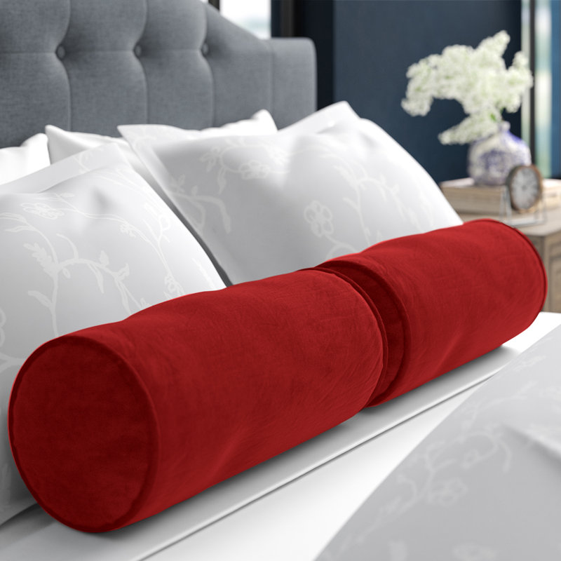  Bolster Cotton Blend Pillow Cover & Insert, Red