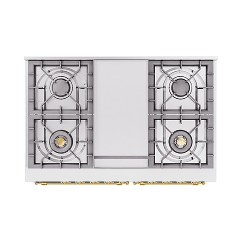 ILVE Nostalgie II Noblesse 40 in Dual Fuel Range, Liquid Propane, Midnight Blue/Brass