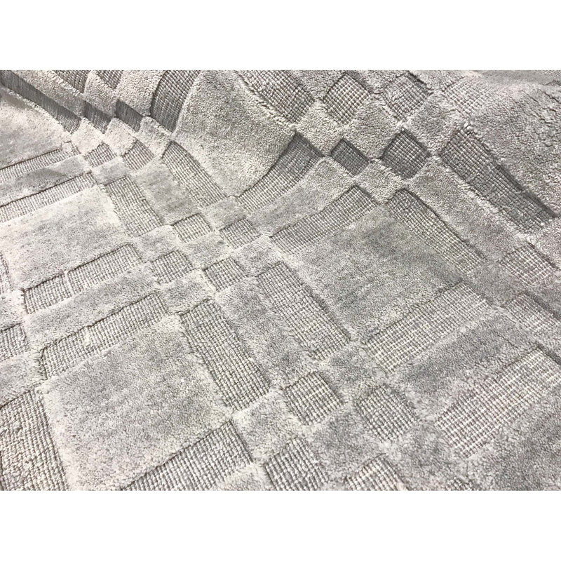 Wool Geometric Area Rug in Dark Gray, Rectangle 5'11" x 9'2"
