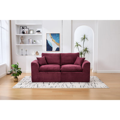 Modular Sectional 2 Seater Cloud Couch Comfy With Removable Cushion Covers High - Density Foam Filling And Corduroy Fabric For Dormitory Comfort Modern Soft Curved Armrest No Assembly Bedroom Retreats