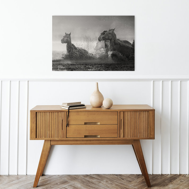«Wild Horses In Motion Contemporary», reproduction d'art murale, H 16 po x l 24 po