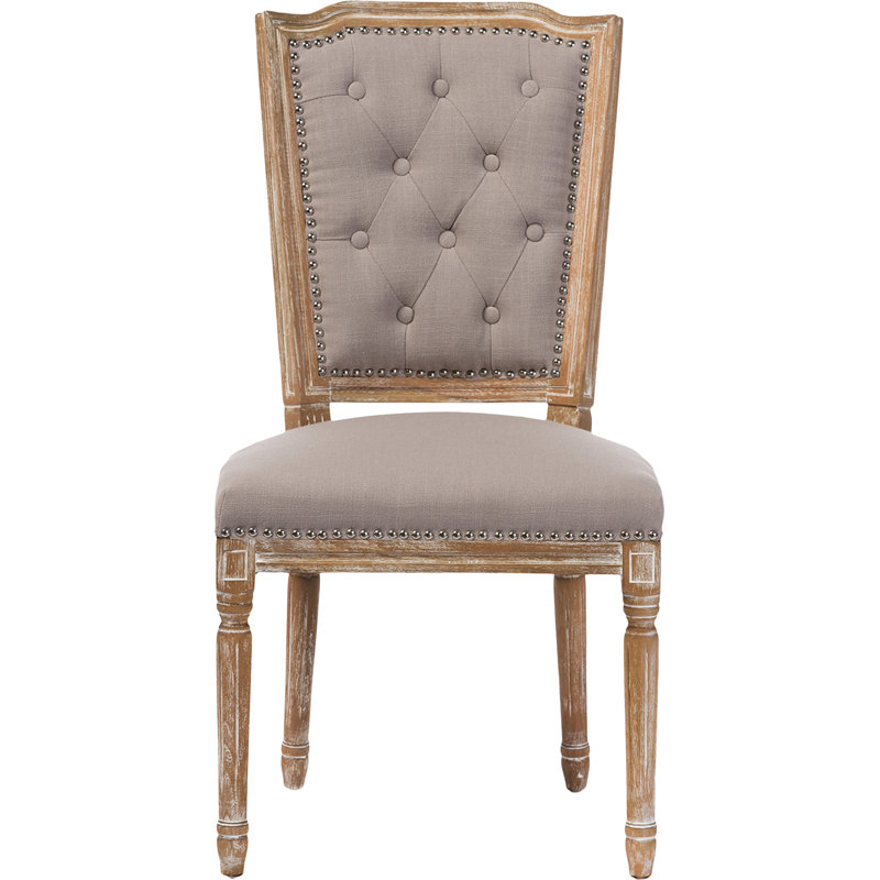 17.94'' H Tufted Linen Upholstered Side Chair