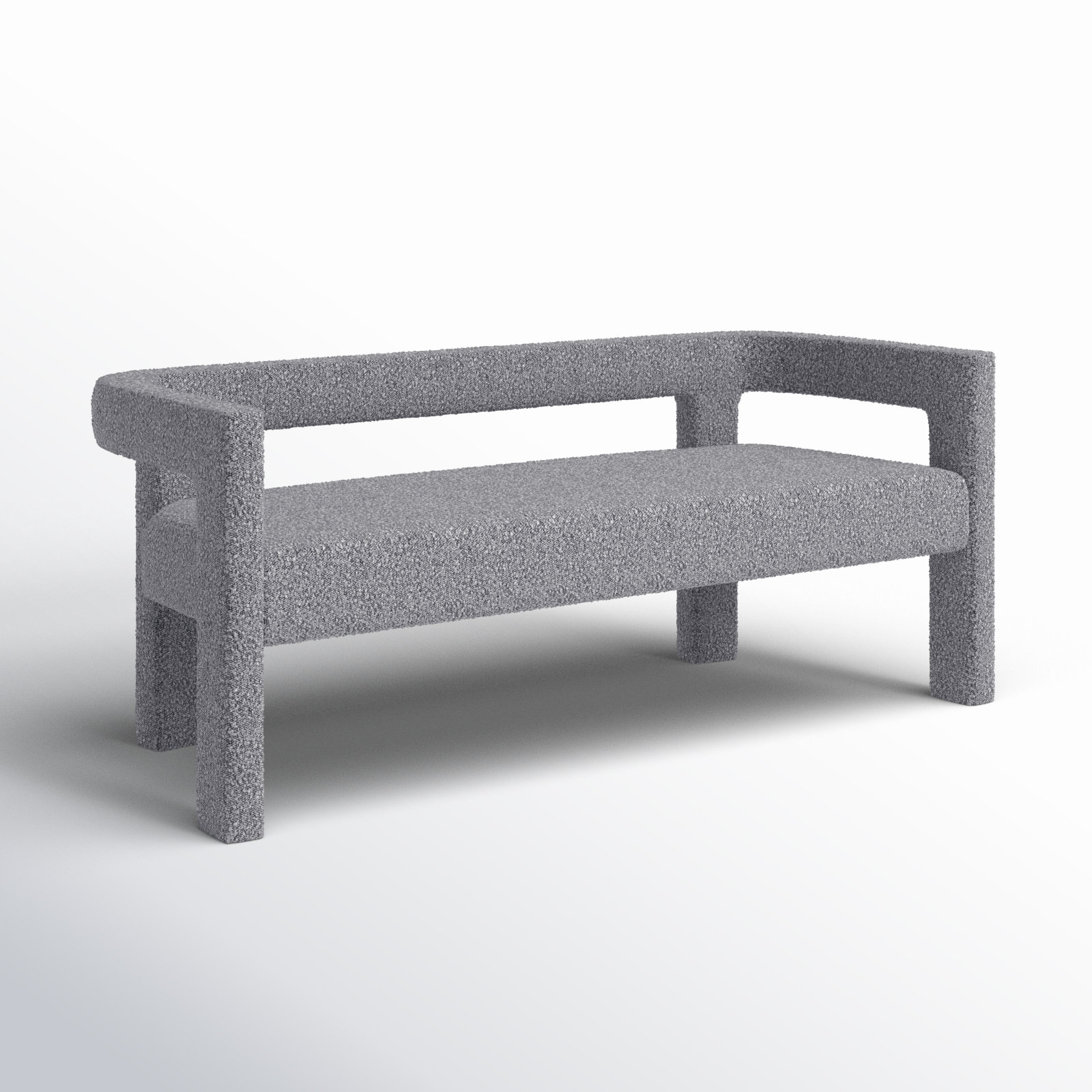 Cedernier Upholstered Boucle Bench, Gray