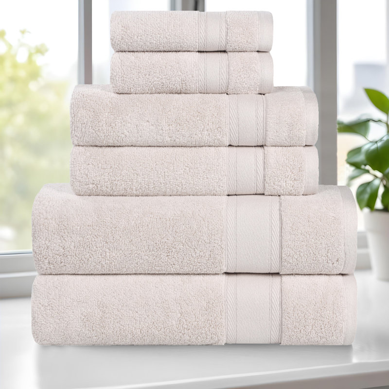 Belmont Zero Twist Cotton Medium Weight Soft Absorbent, Silver, 6 Piece Towel Set