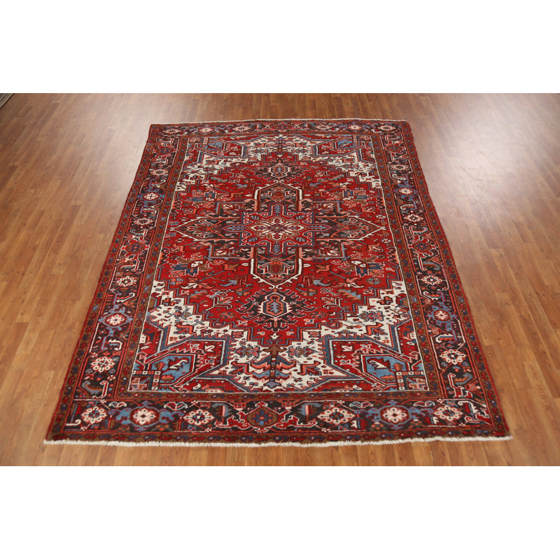 Tapis traditionnel géométrique rouge 7 x 9