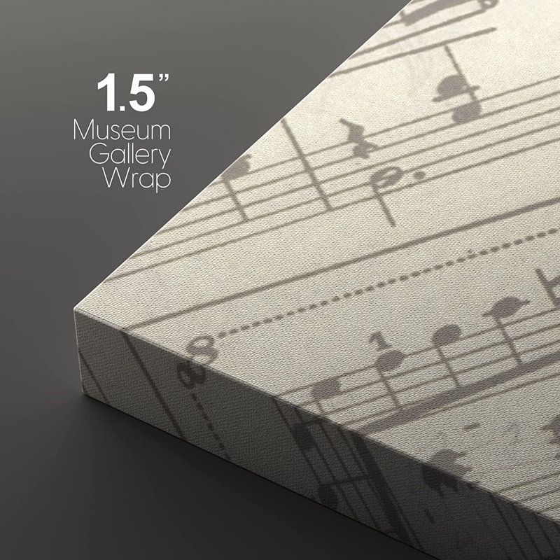 «Music Note on Score Paper Musical Room Decor Gallery», ensemble de 3 reproductions d'art sur toiles tendues