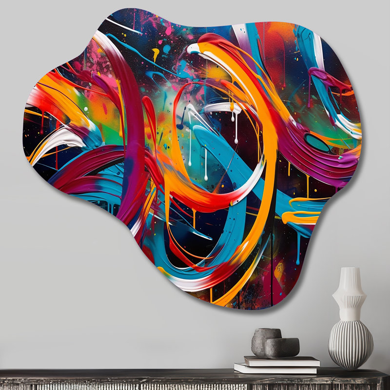 Minimalism Graffiti Artwork III - Abstract Liquid Ink Cloud Shape Asymmetric Metal Wall Sculpture, 28" H x 25" W