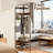 Coat Rack Corner Hall Tree, Industrial 4-Tier Coat Rack with Shoe Storage, 8 Movable Hooks and 2 Shelves