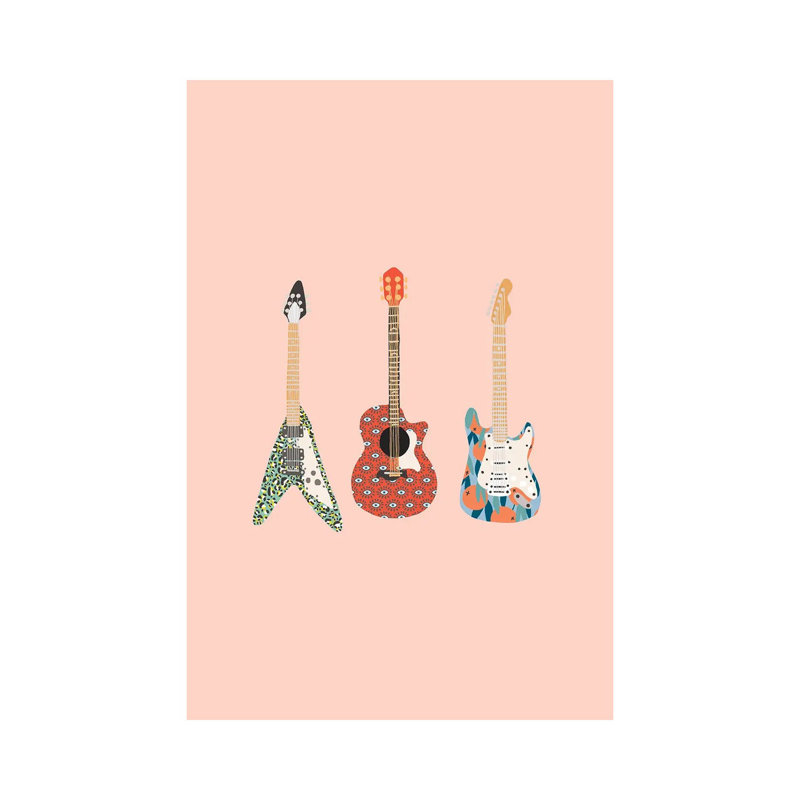 Guitares par The Beau Studio - Estampe numérique sur toile tendue avec châssis, H 40 po x l 26 po x P 1,5 po