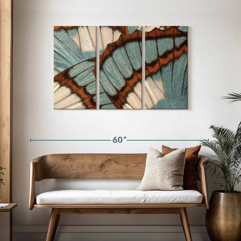 Blue Brown Butterfly Wings, 28" H x 45" W