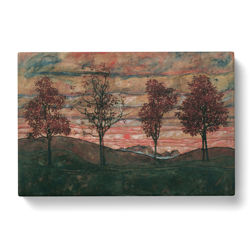 Four Trees by Egon Schiele - Wrapped Canvas Painting, 35cm H x 50cm W x 3cm D
