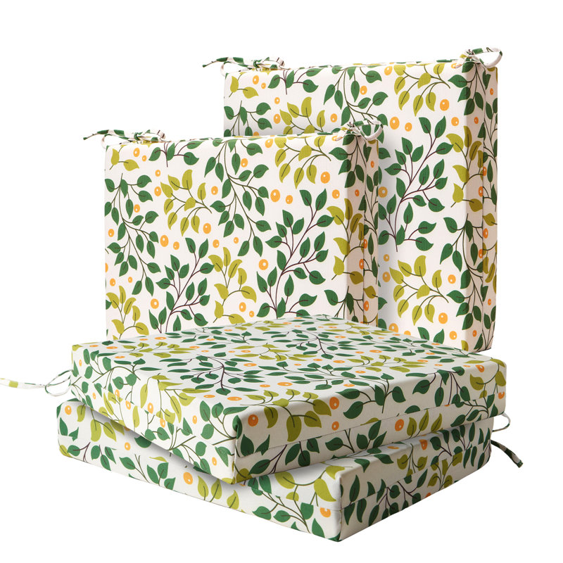 Water-Resistant Floral Outdoor Seat Cushions, 3'' Thick, Multi-Colored Yellow