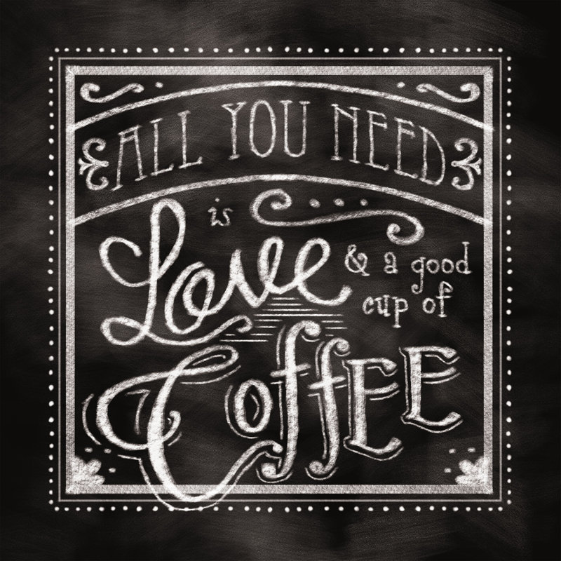 Chalk Love Coffee - Wrapped Canvas Print, 30cm H x 30cm W x 3.8cm D