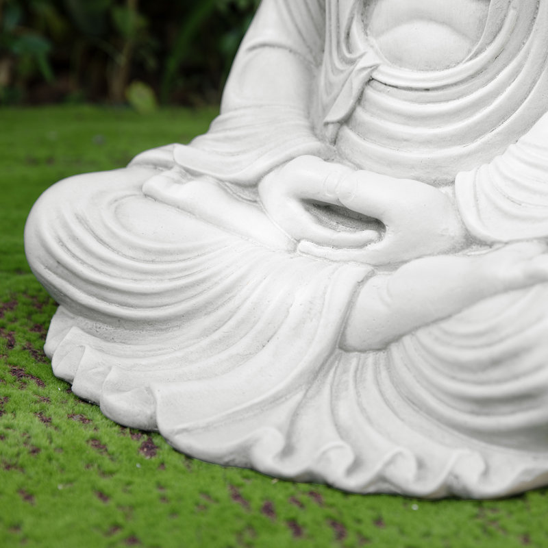 22.75"H MGO White Meditating Buddha Statue