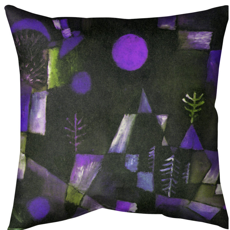 Coussin décoratif pleine lune, 14 po x 14 po, Mauve, Polyester filé