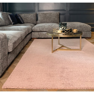 Waldoboro Solid Colour Handmade Handwoven Pink Area Rug