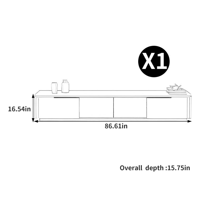 Meuble télé de style américain minimaliste, 86.61"