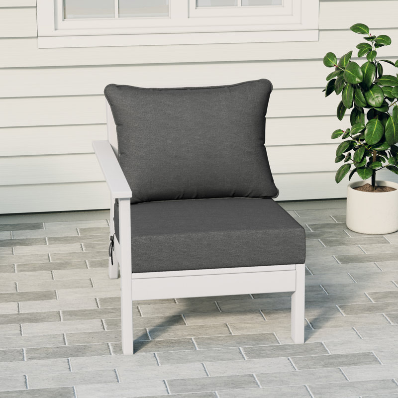 Deep Seating Left Arm Chair With Cushions, Gray, White